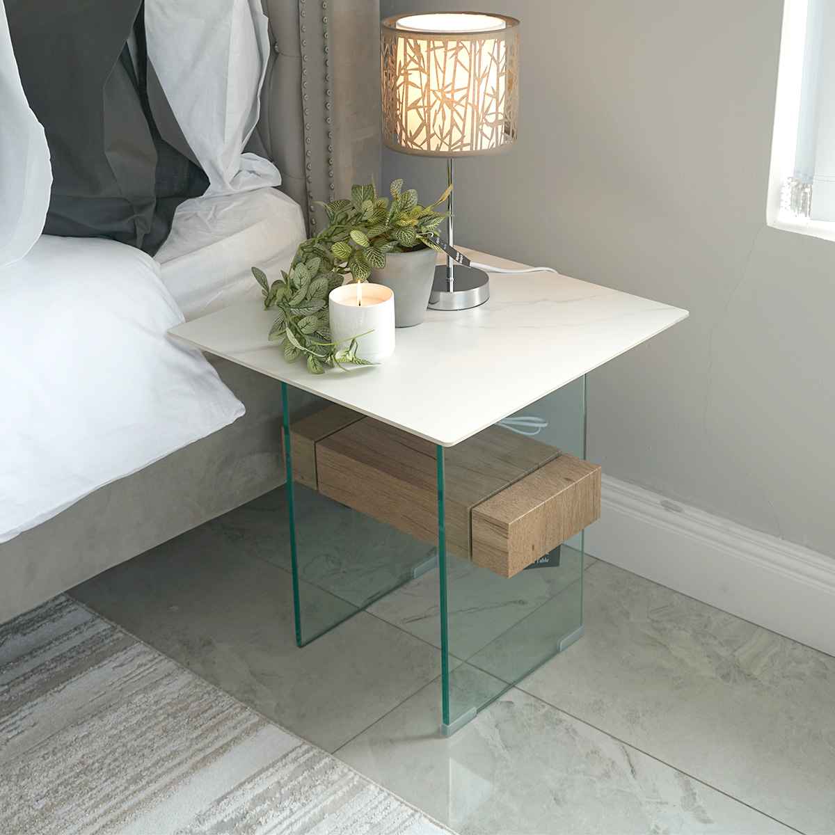 Maine White & Oak Side Table BULKY