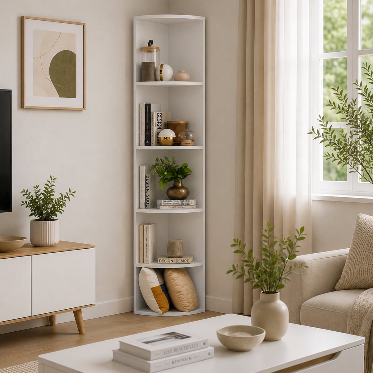 Mando Collect Oak White Corner Shelf