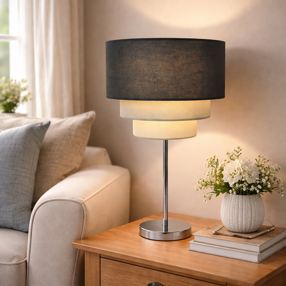 Mia Denim Tiered Table Lamp