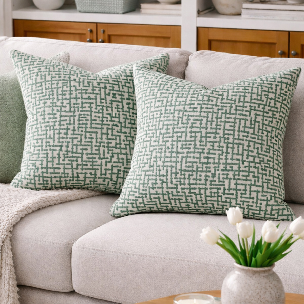 Micah Green Cushion Pair