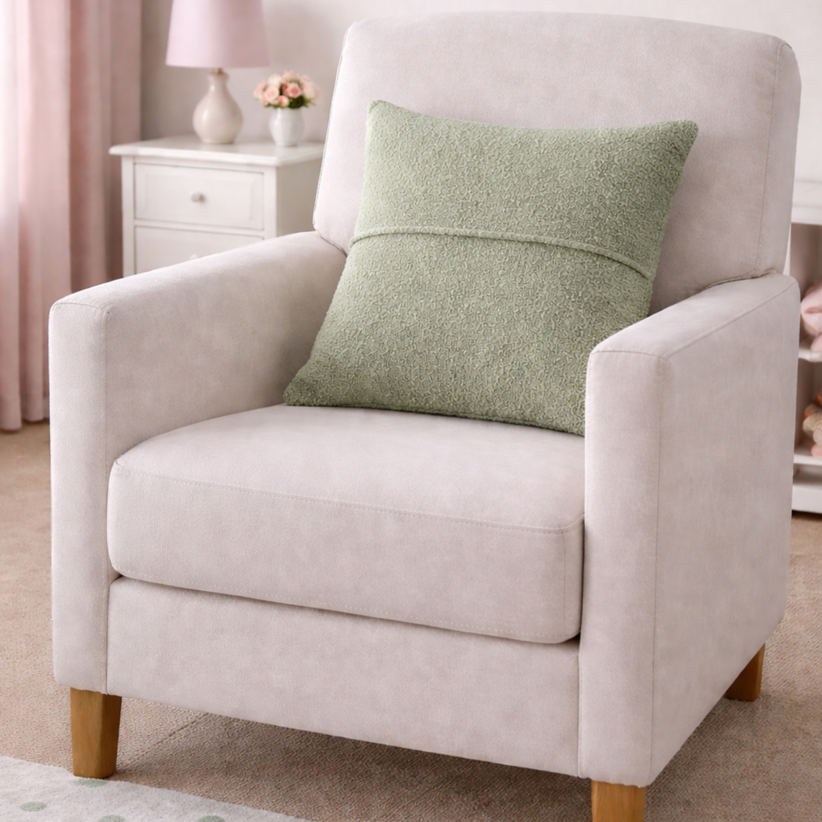Mohair Green Filled Cushion