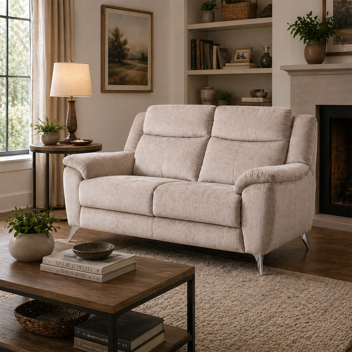 Monroe Fossil Beige 2 Seater Sofa