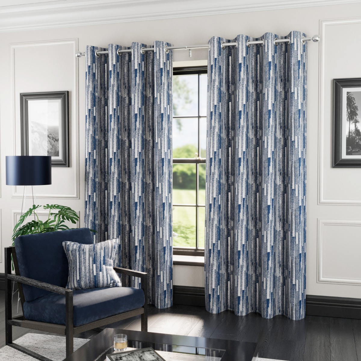 Monterey Blue Ready Made Eyelet Curtains