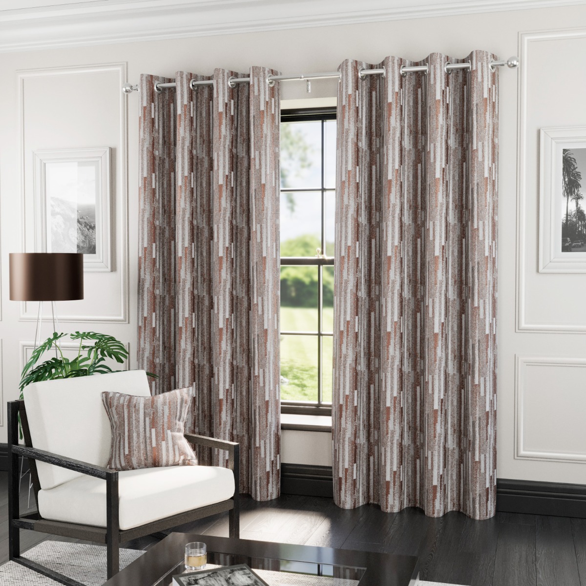 Monterey Brown Ready Made Eyelet Curtains