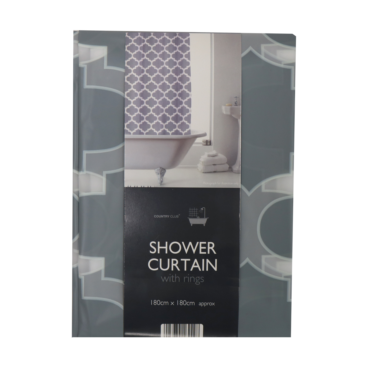 Moroccan Grey Shower Curtain 180 x 180cm