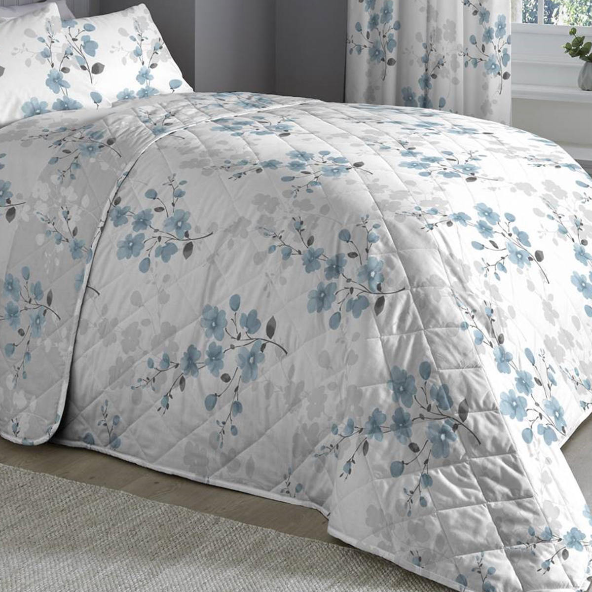 Nadia Blue Quilted Bedspread 200x230cm