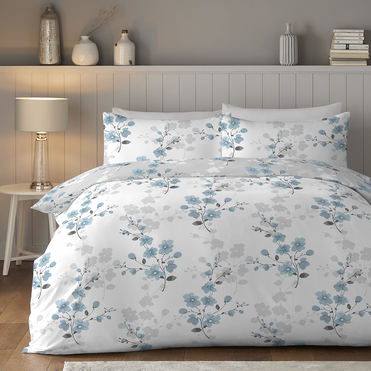 Nadia Blue Cotton Rich Duvet Cover Set