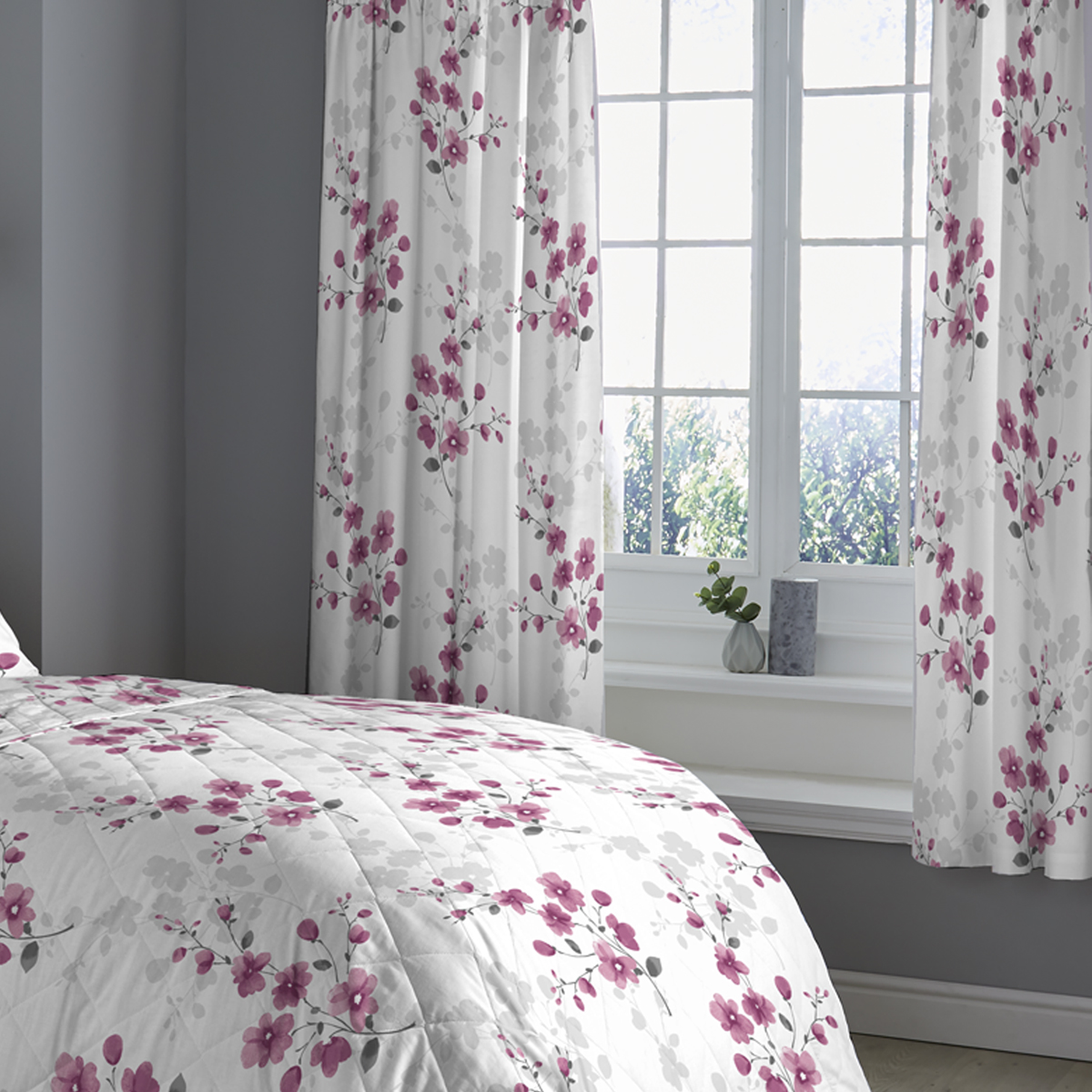 Nadia Plum 66" x 72" Ready Made Thermal Eyelet Curtains