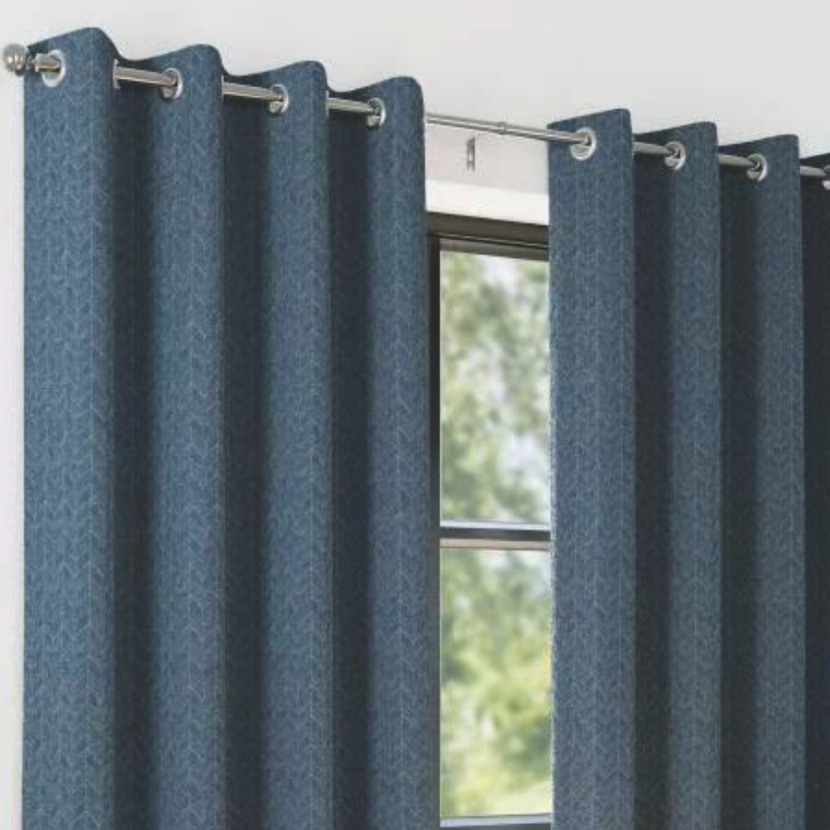 Porto 90 x 90 Blue Ready Made Eyelet Curtains
