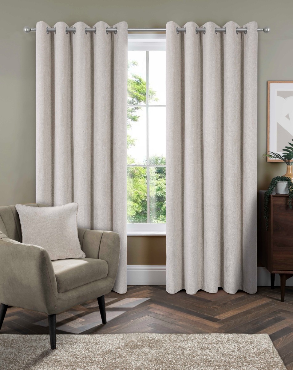 Newbury Natural Blackout Ready Made Eyelet Curtains