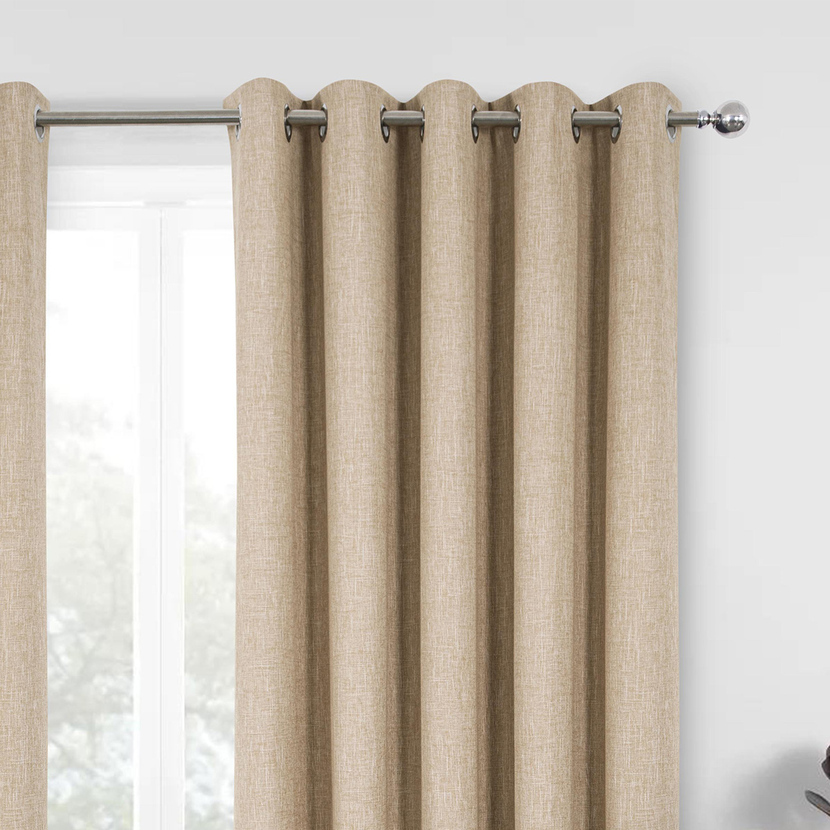 Newport Oatmeal Blackout Ready Made Eyelet Curtains