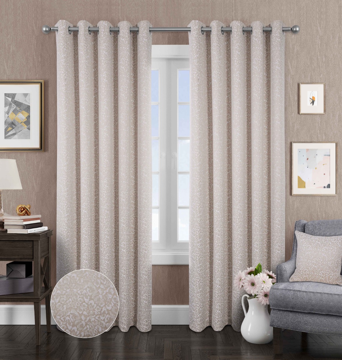 Nova Natural Thermal Blackout Eyelet Curtains