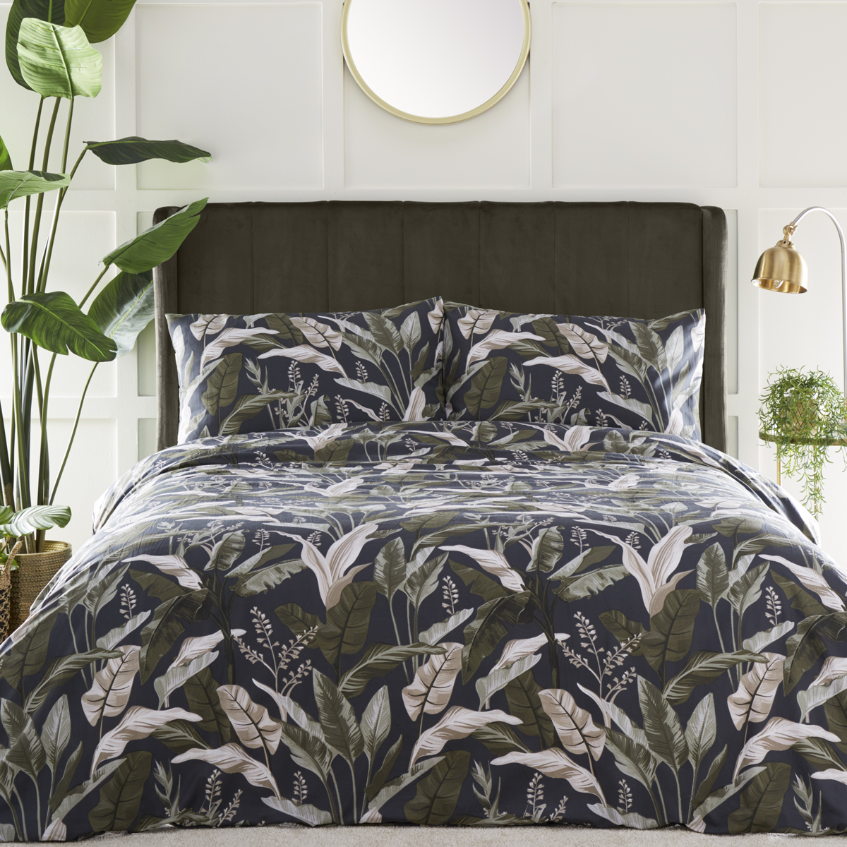 Olive Botanical Green Cotton Mix Duvet Cover Set