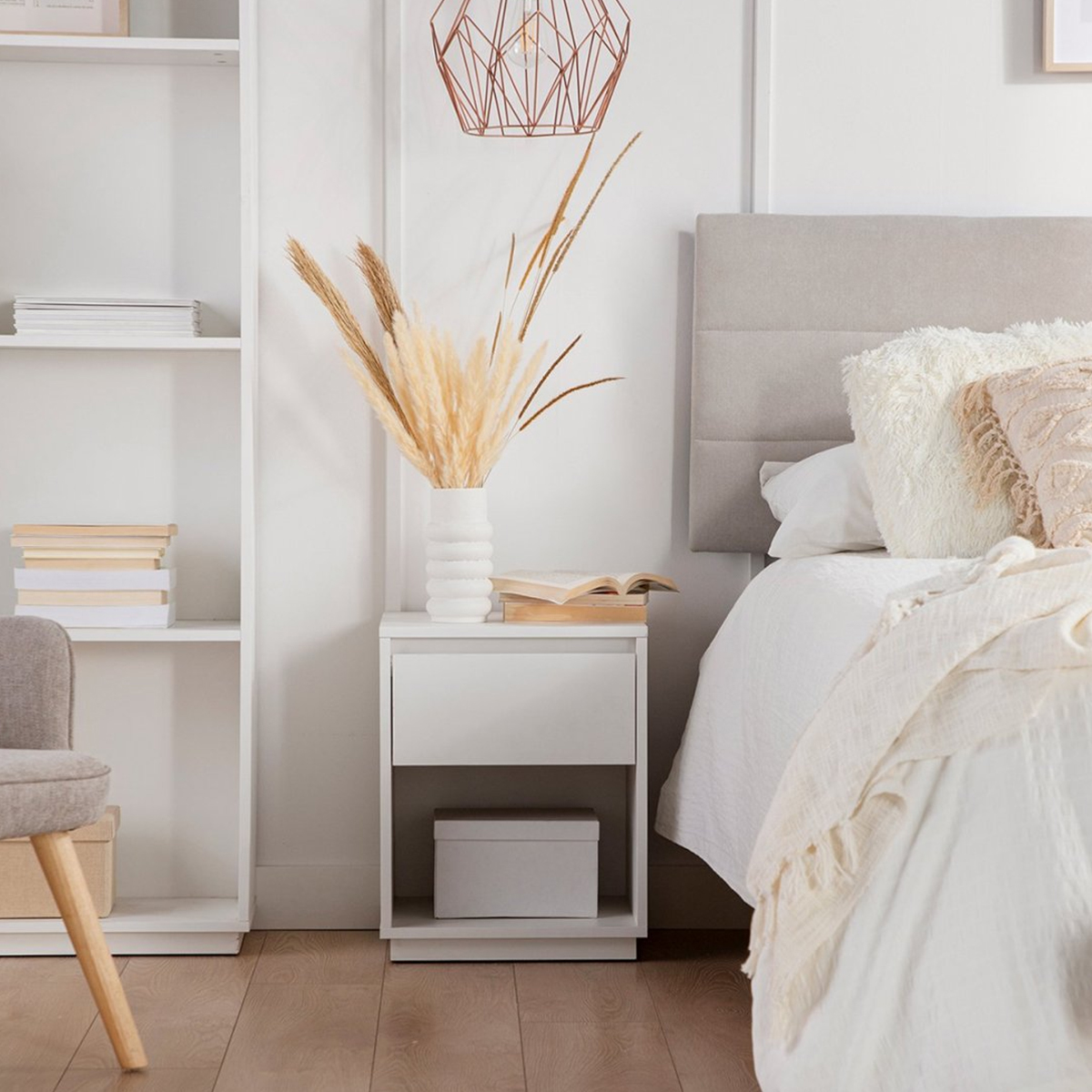 Oslo White Bedside Table
