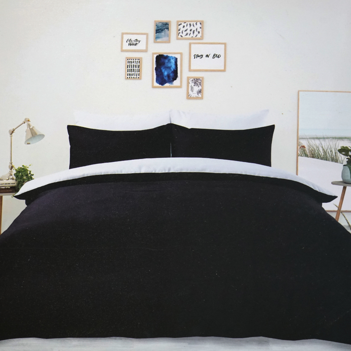 Oxford White & Black Duvet Cover Set