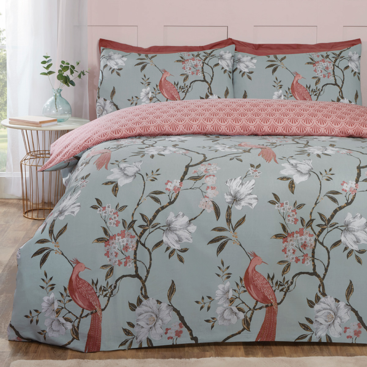 Paradise Duck Egg Cotton Rich Duvet Cover Set