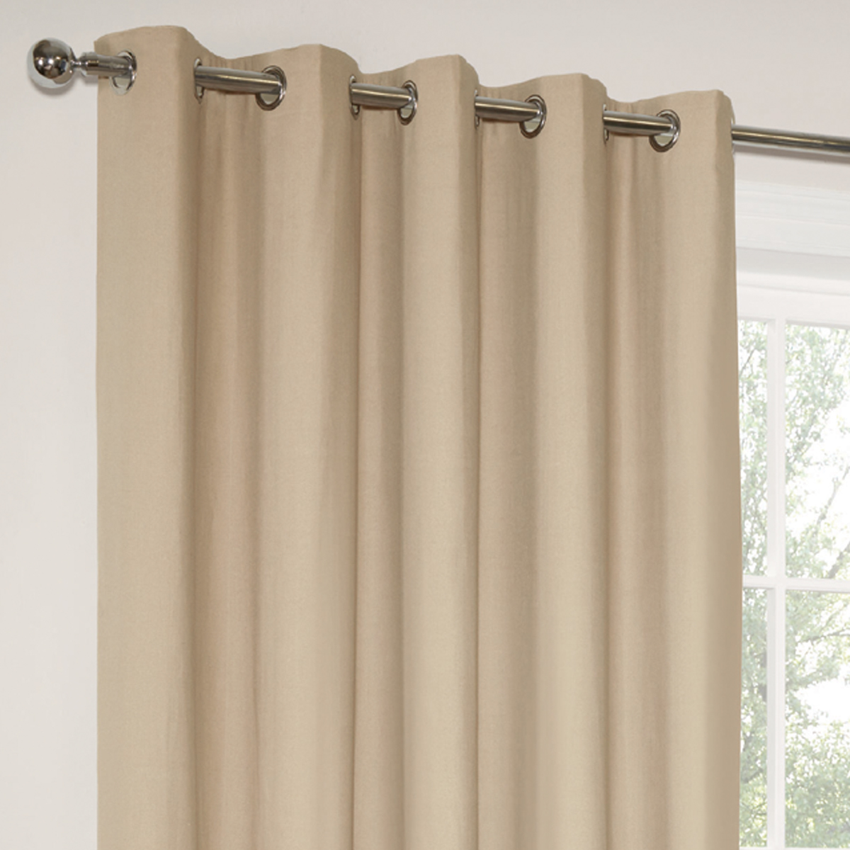 Paros Natural Blackout Ready Made Eyelet Curtains