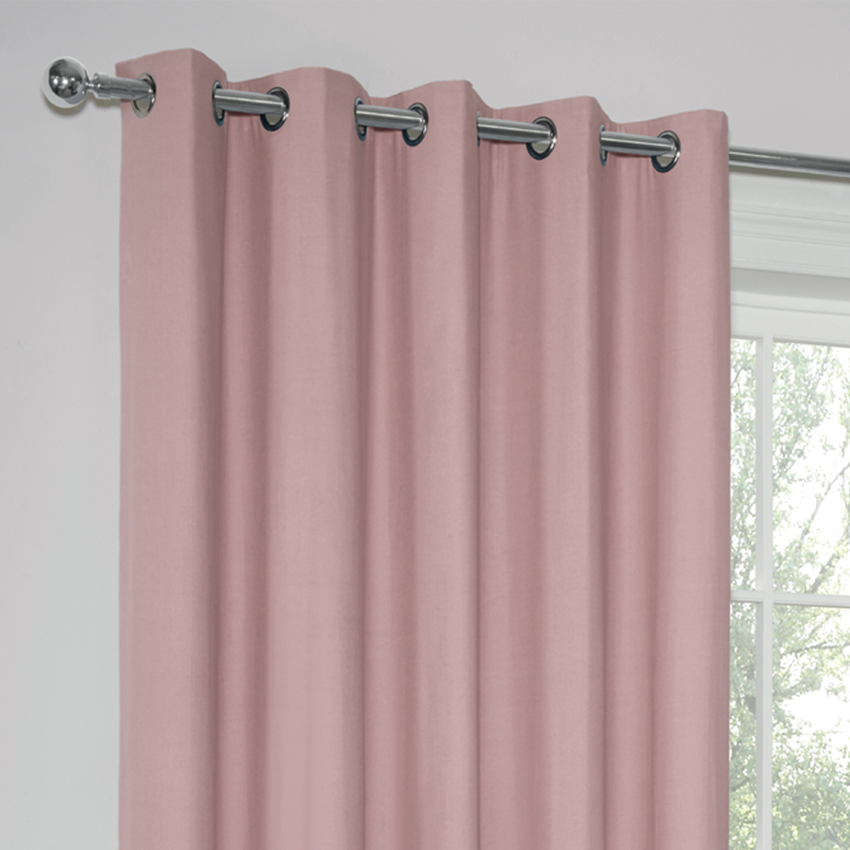 Paros Pink Blackout Ready Made Eyelet Curtains