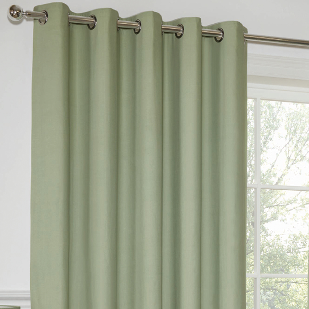 Paros Sage Blackout ready Made Eyelet Curtains