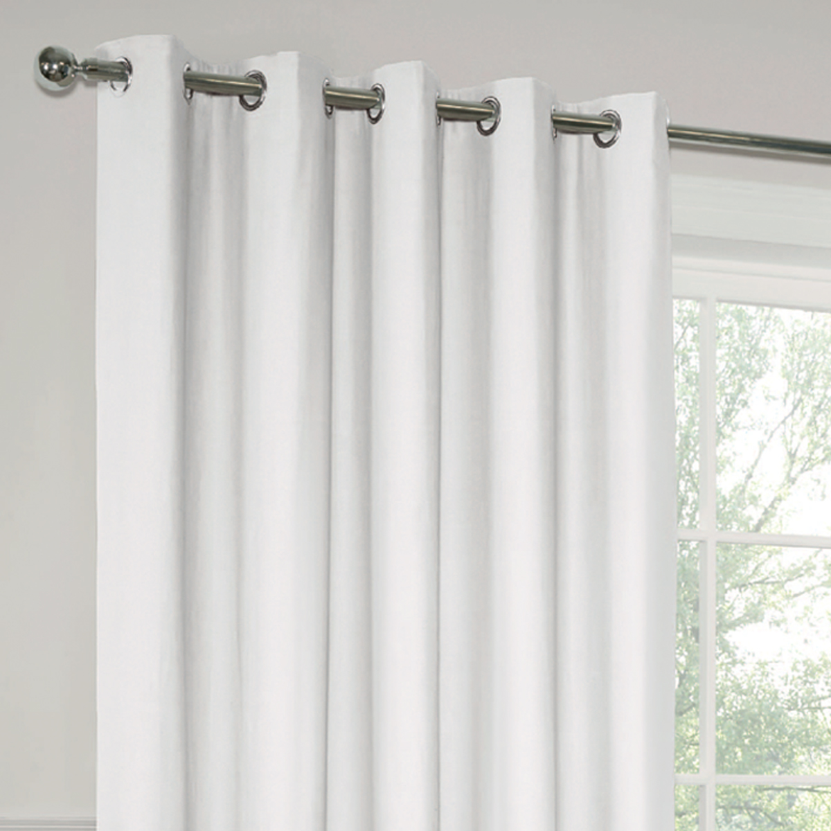 Paros White Blackout Ready Made Eyelet Curtains