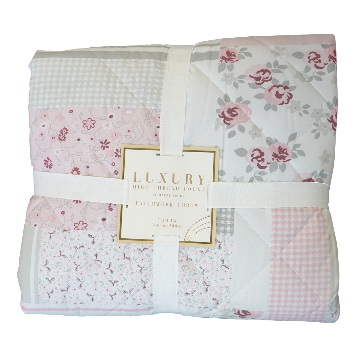 Patchwork Pink Quilted Bedspread 200x200cm