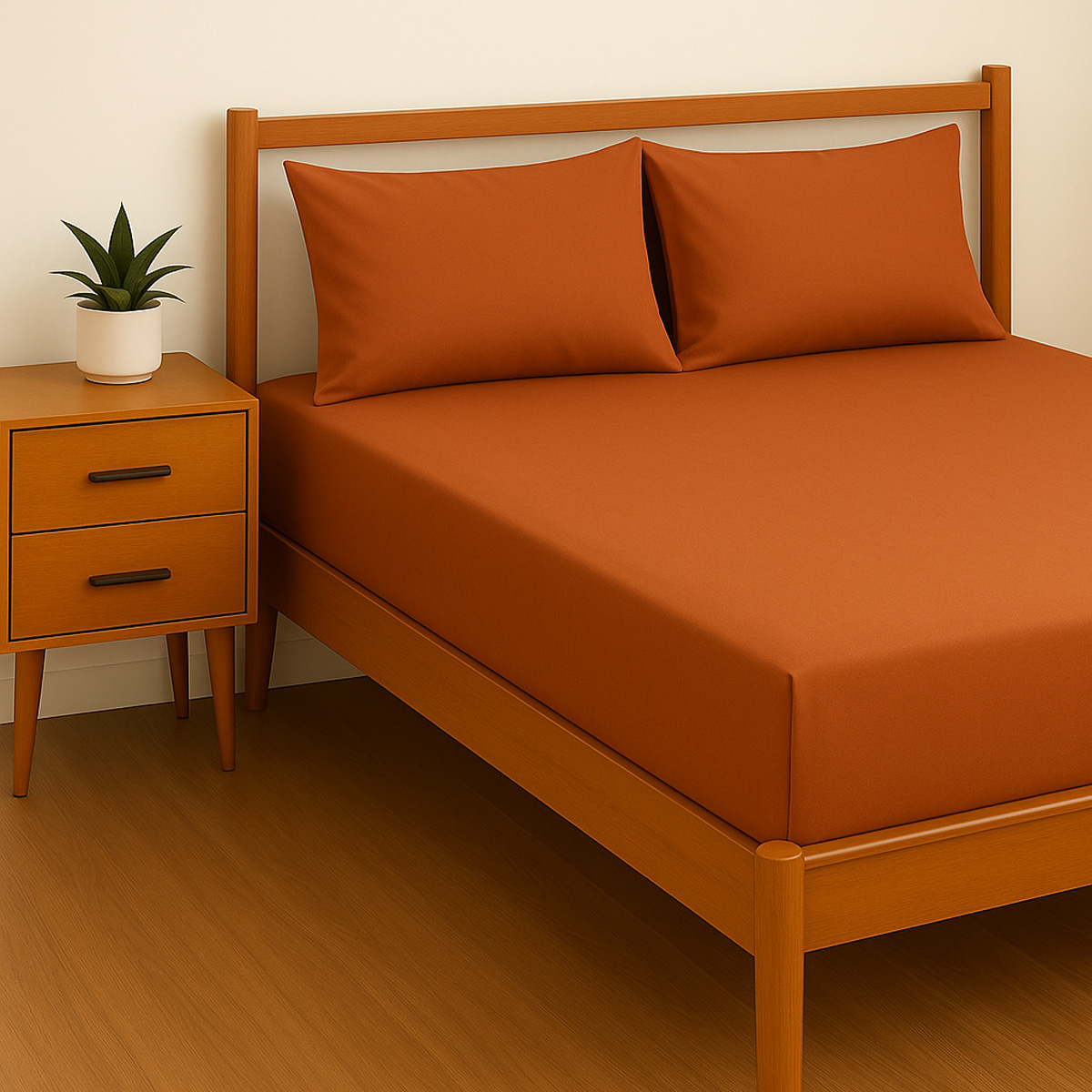 Percale Terracotta Spice Cotton Mix Fitted Sheet Range