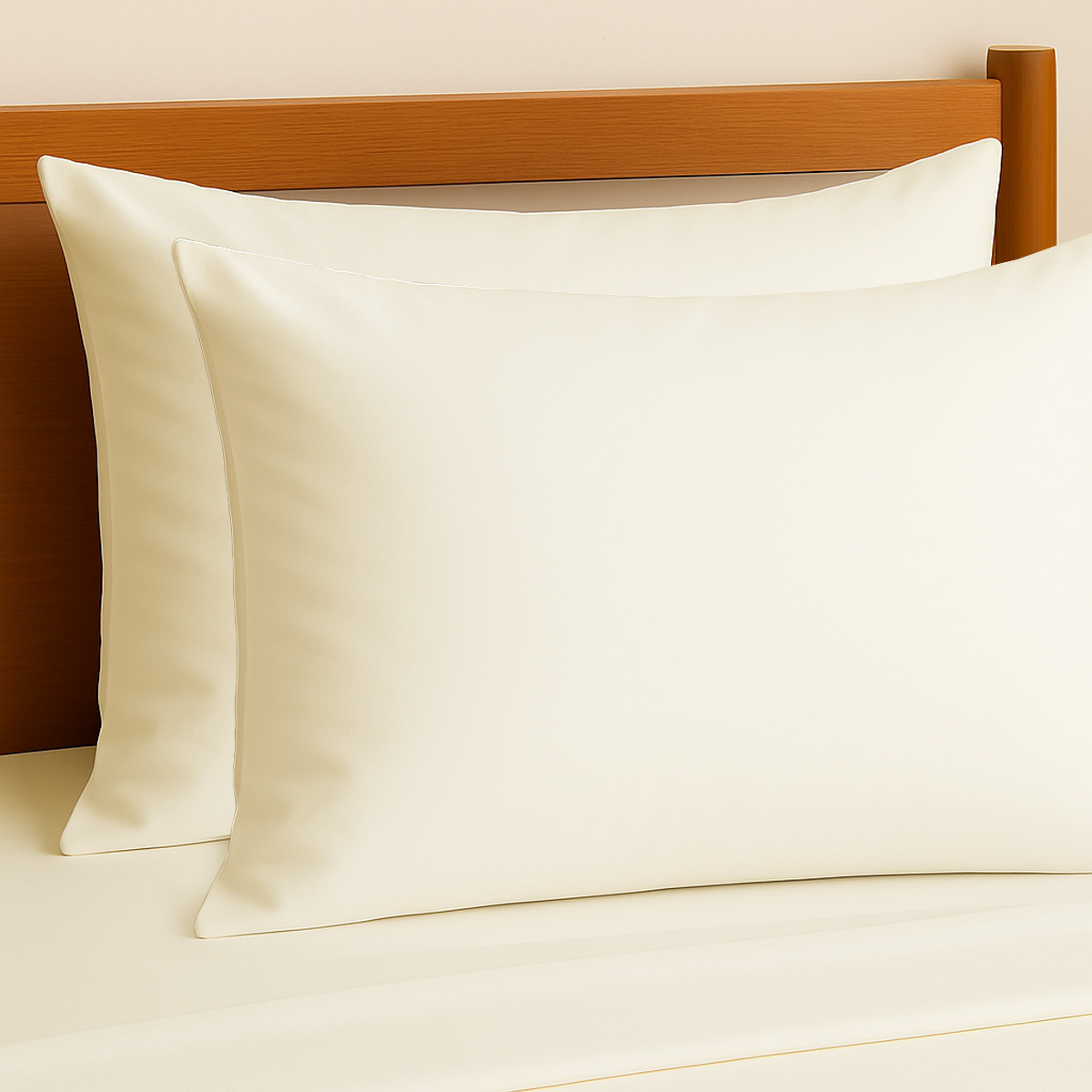 Percale Ivory King Size Pillowcase Pair