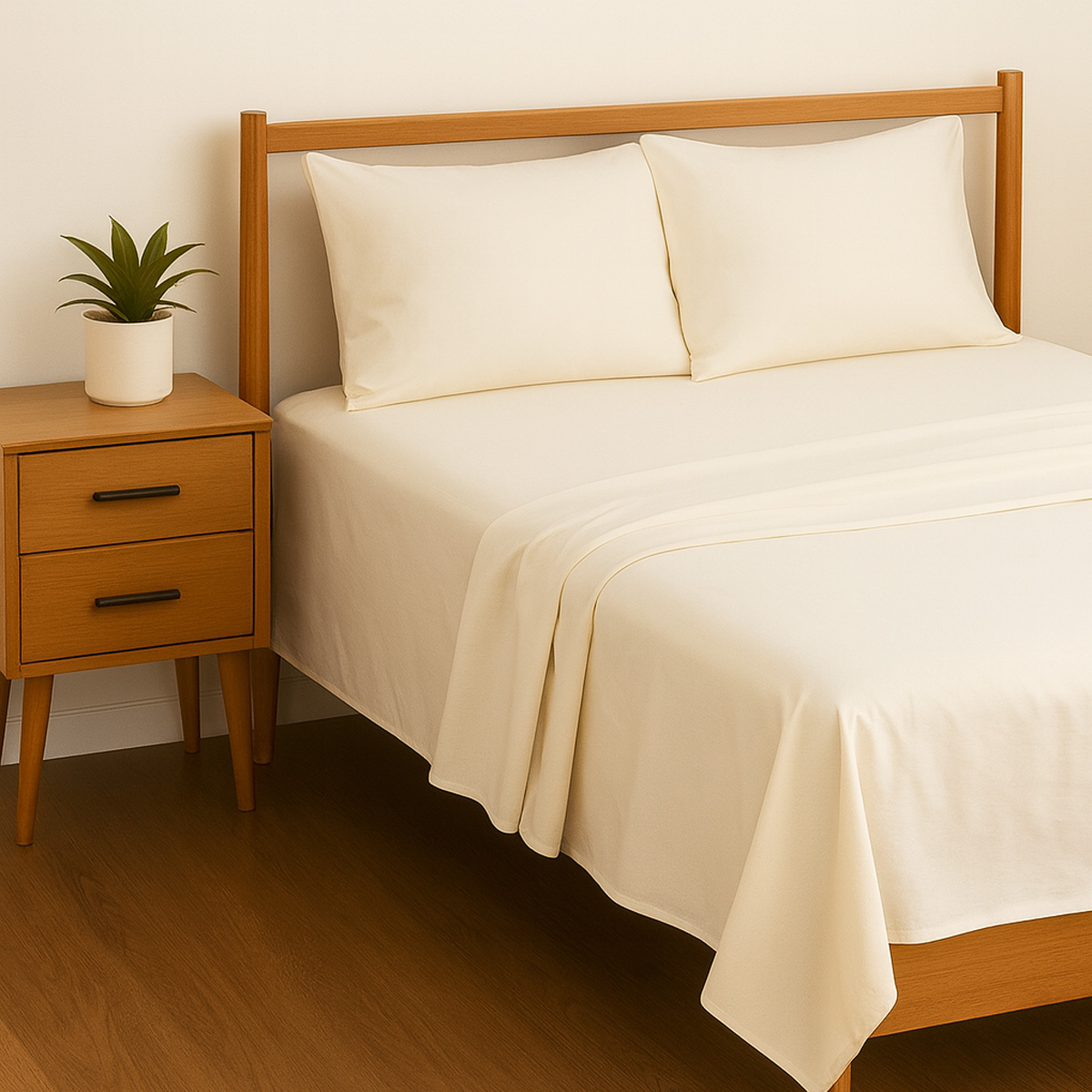 Percale Ivory Cotton Mix Flat Sheet Range