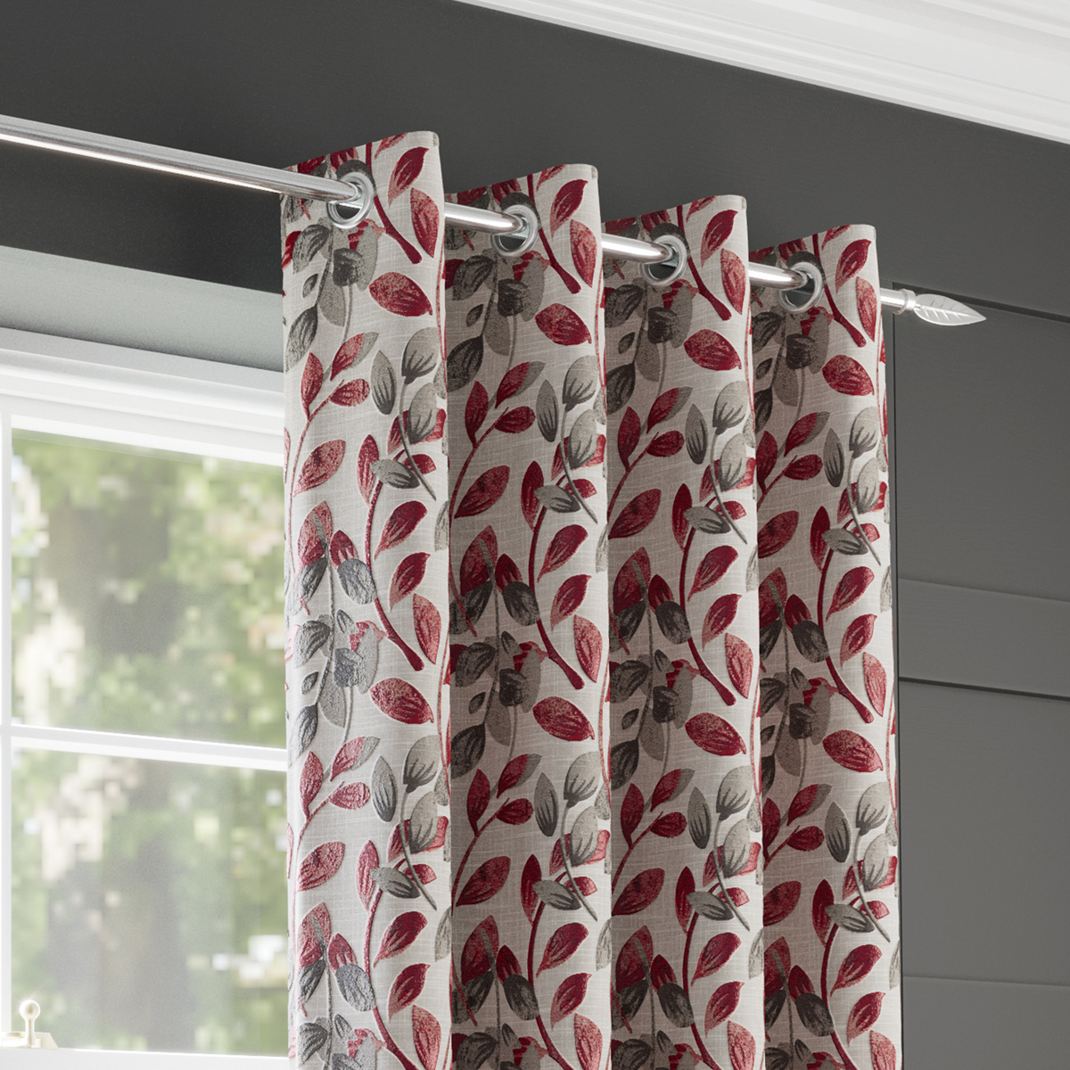 Perth Red Ready Made Eyelet Curtains