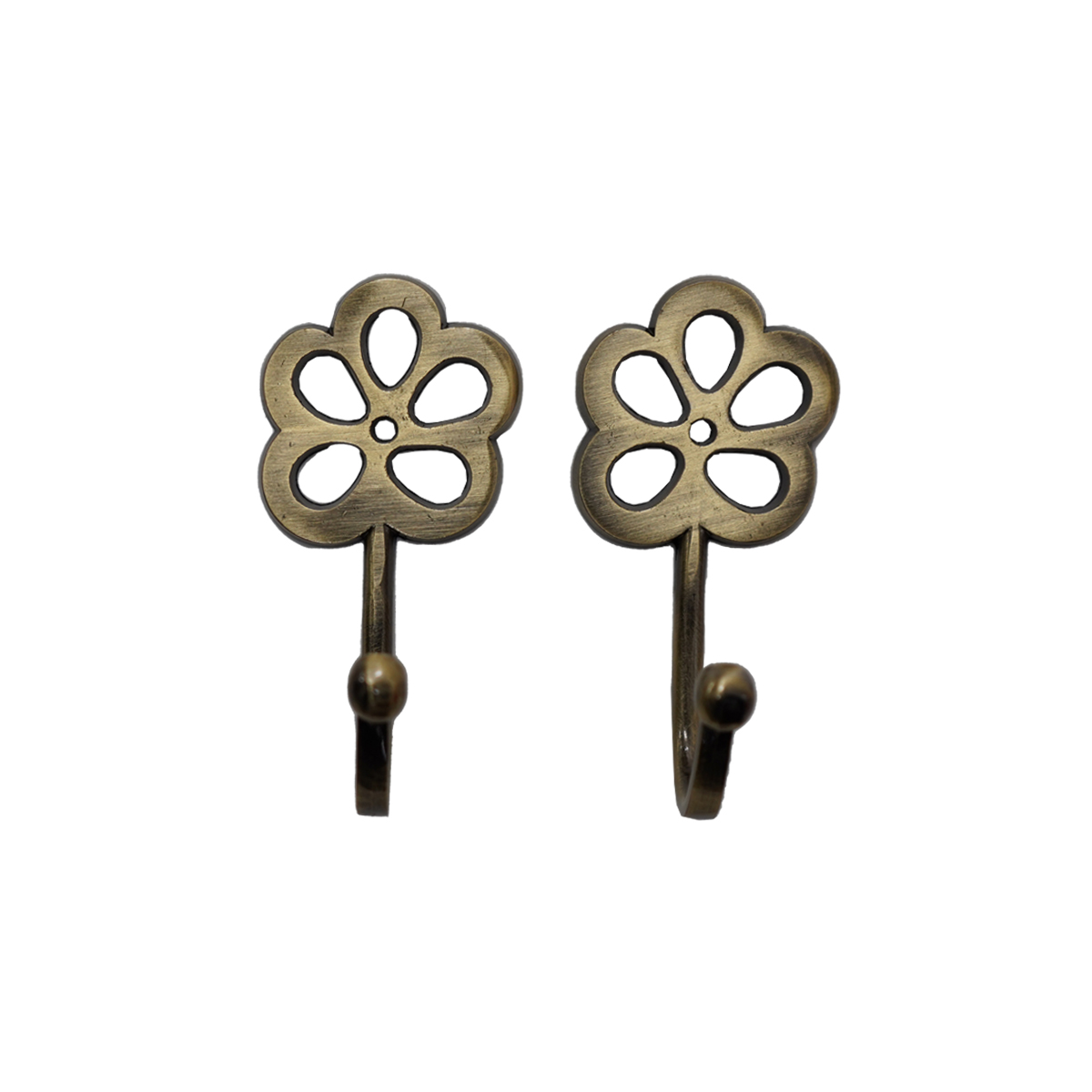 Petal Antique Brass Hook Pair