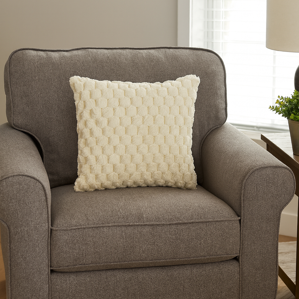 Popcorn Beige Filled Cushion