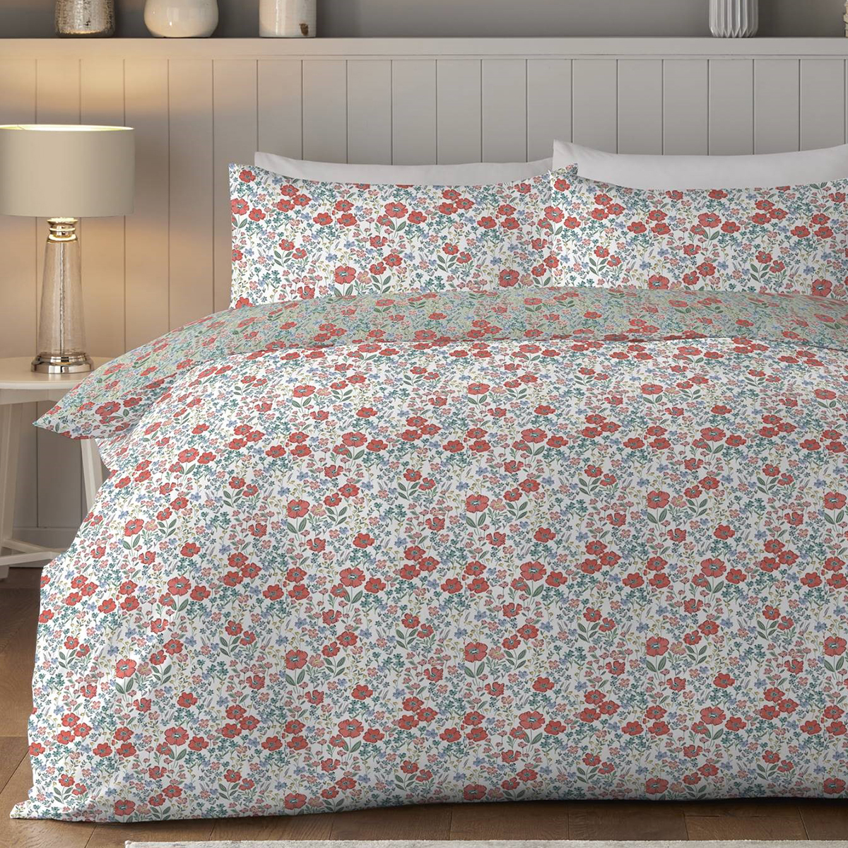 Poppy Red Cotton Rich Duvet Cover Set