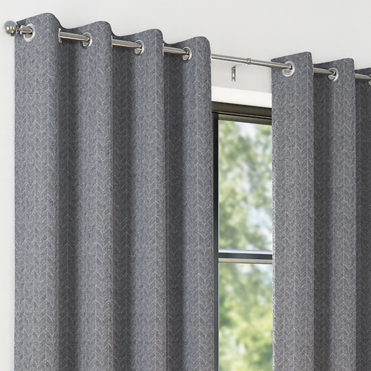 Porto 90 x 90 Grey Ready Made Eyelet Curtains