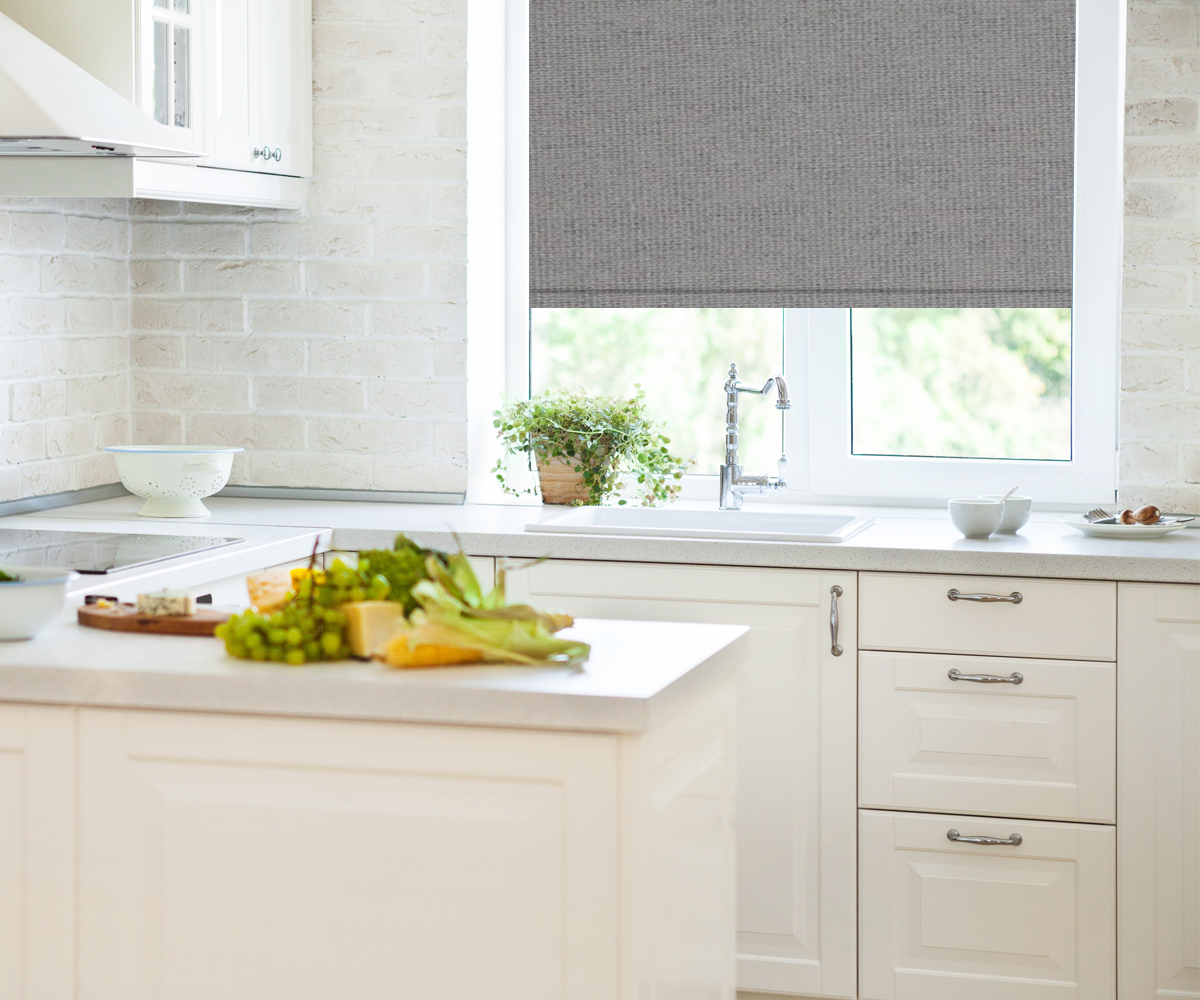 Blackout Grey Linen Roller Blind