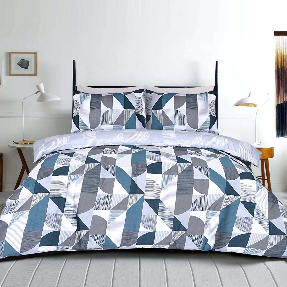 Xavier Grey & Navy Cotton Rich Duvet Cover Set