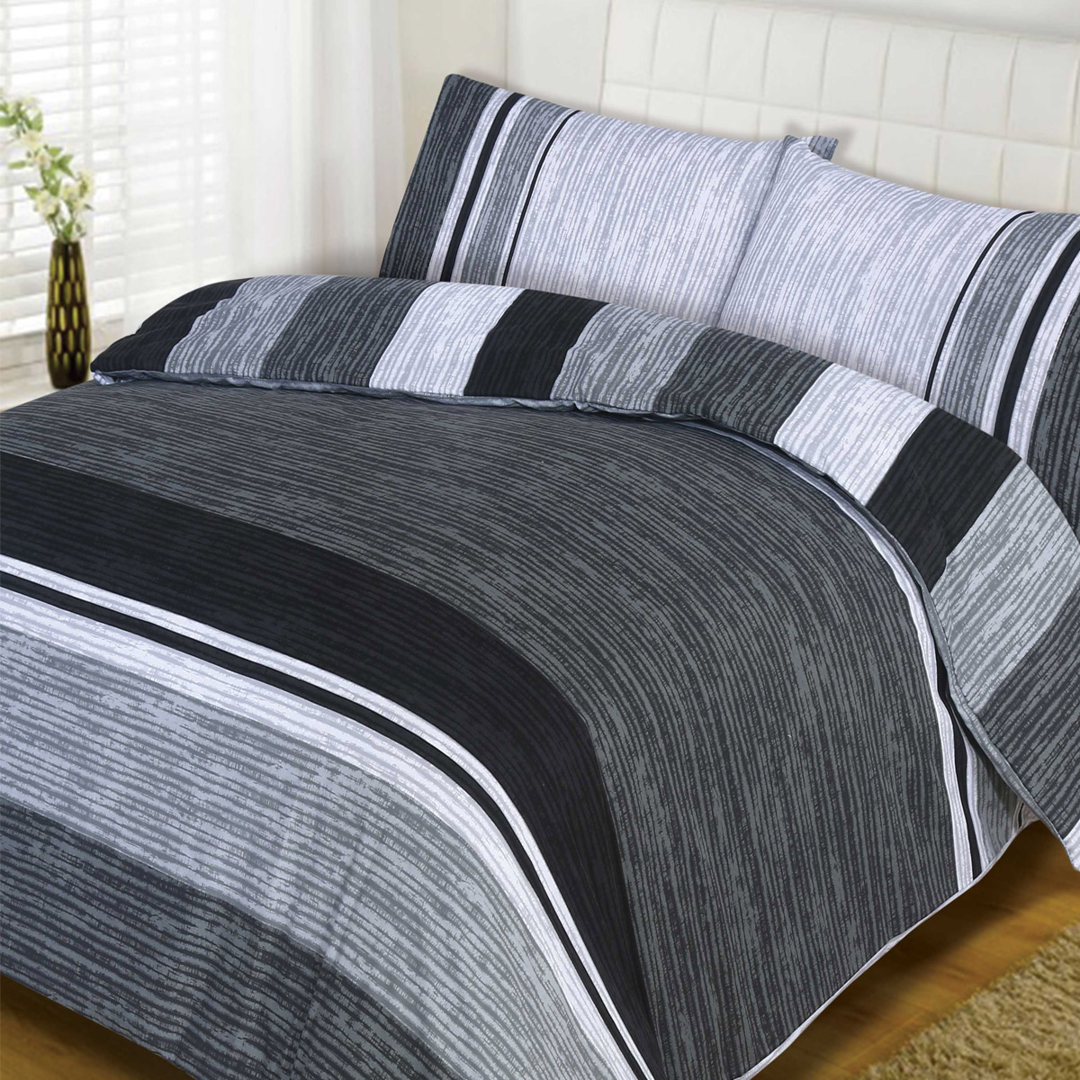 Derwent Black Cotton Mix Duvet Cover Set