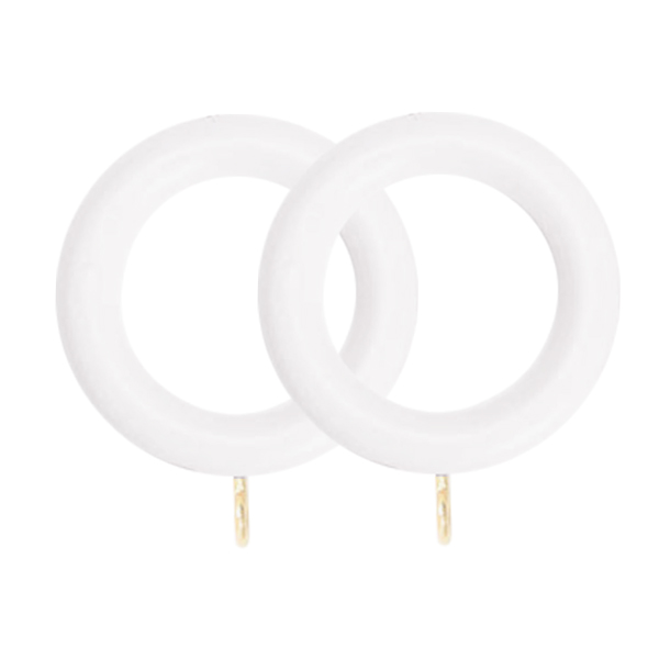 28mm White Wooden Curtain Rings 4pk