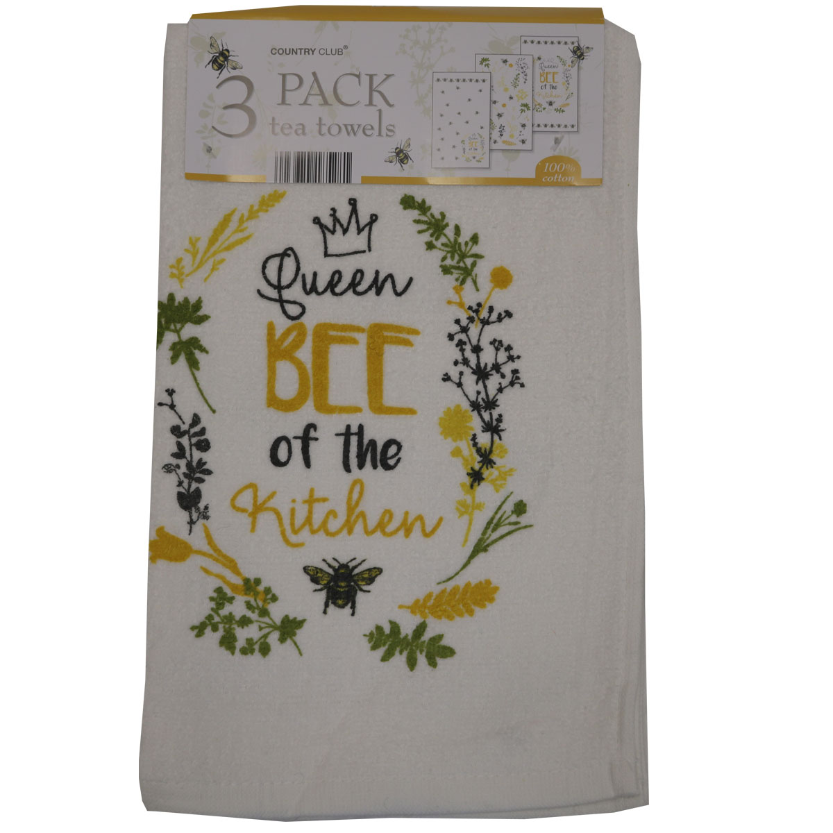 Queen Bee Tea Towel Pack 3pk
