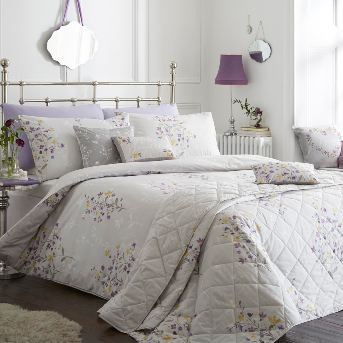 Felicity Silver Cotton Mix Duvet Cover Set