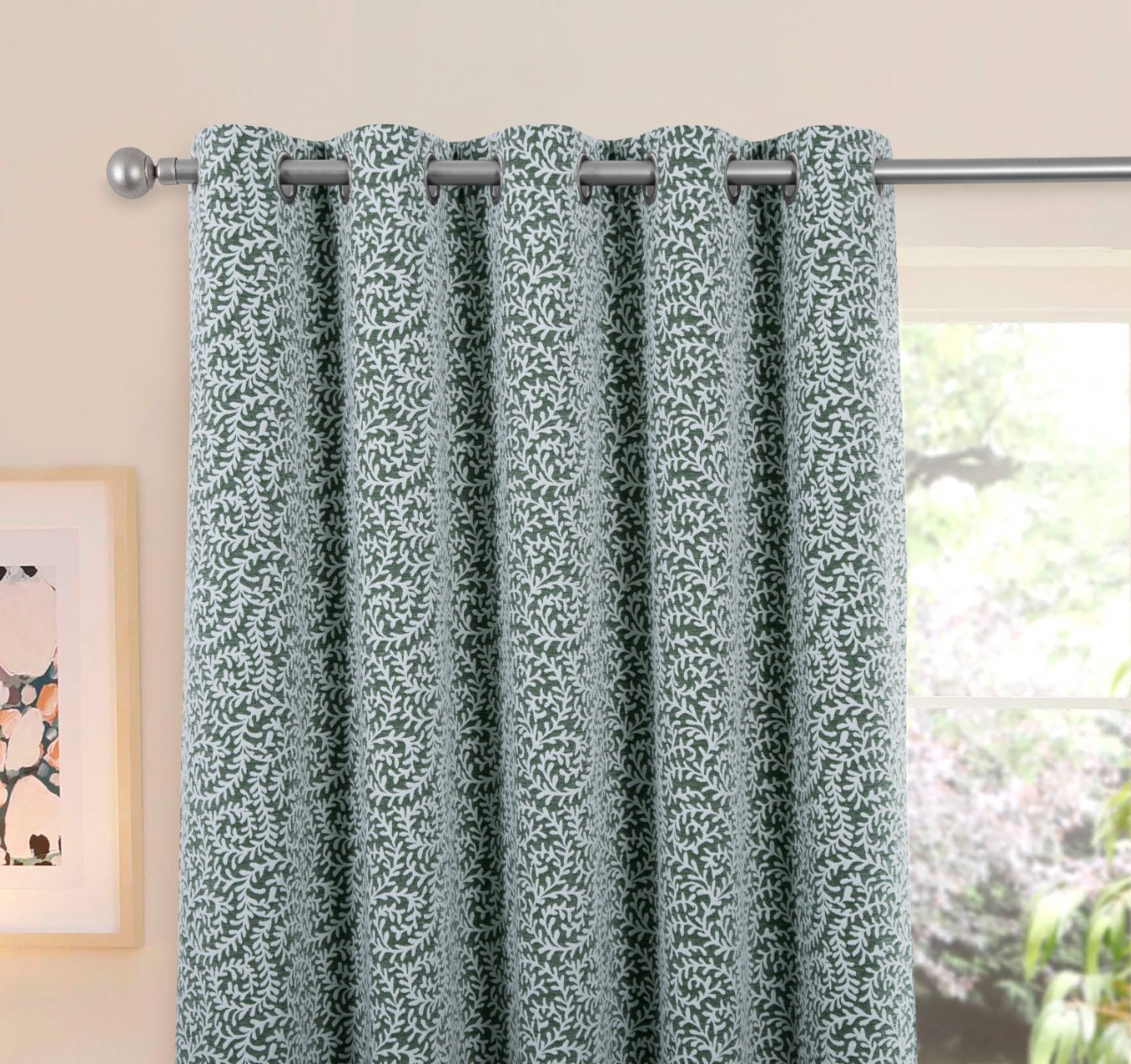 Raheny Green Thermal Ready Made Eyelet Curtains