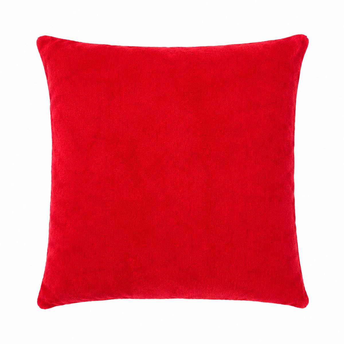 Chenille Plain Red Filled Cushion