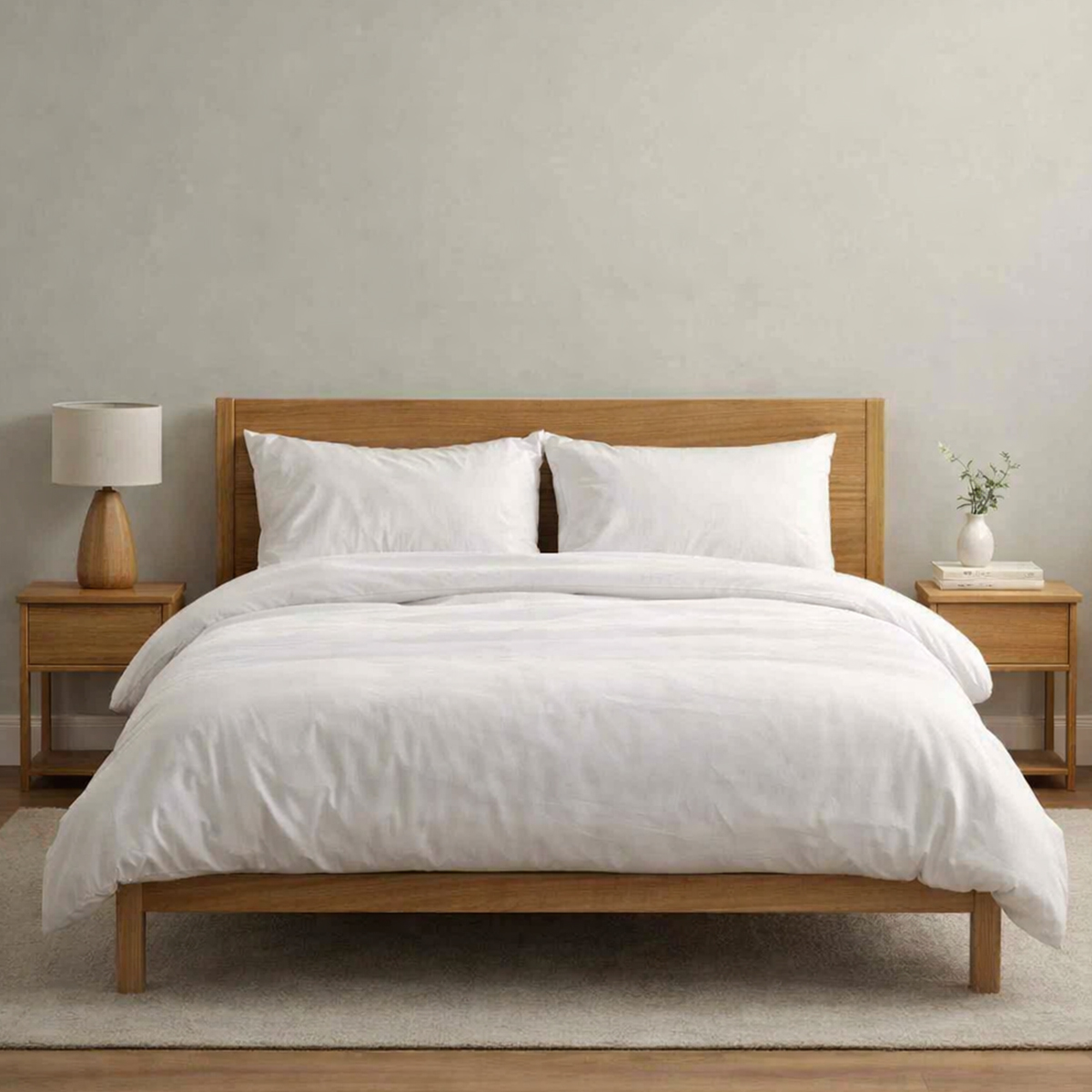Revitalife White Anti-Allergy 100% Cotton Duvet Cover Set