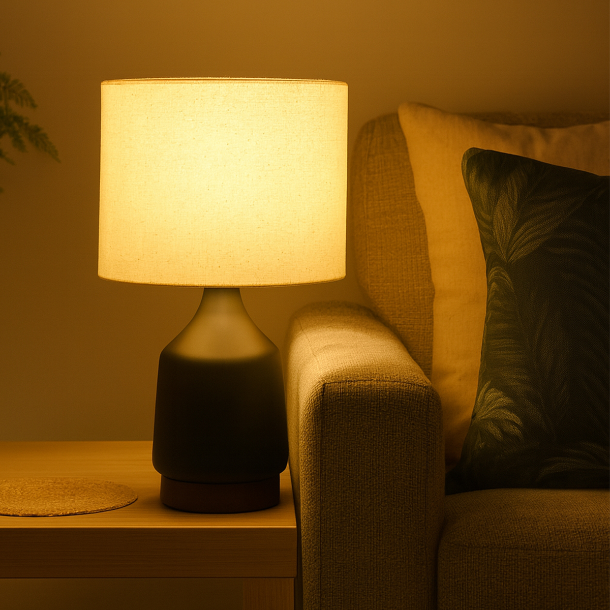 Rhodes Matt Black Table Lamp with USB