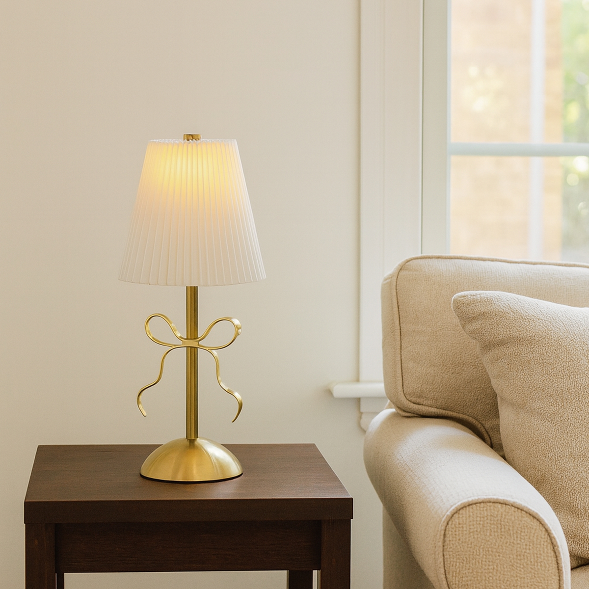 Ribbon Rechargeable Antique Brass Table Lamp