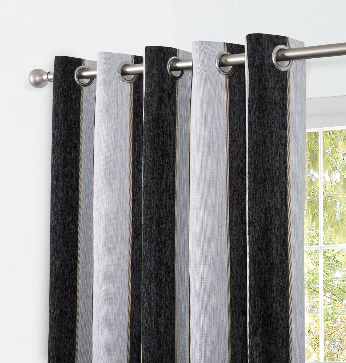 Ripon Charcoal Ready Made Eyelet Curtains
