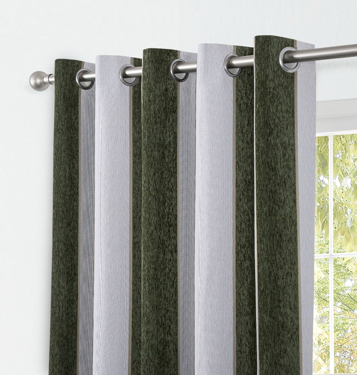 Ripon Green Ready Made Eyelet Curtains