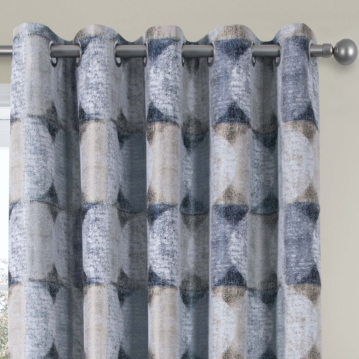 Rondo Blue Ready Made Eyelet Curtain