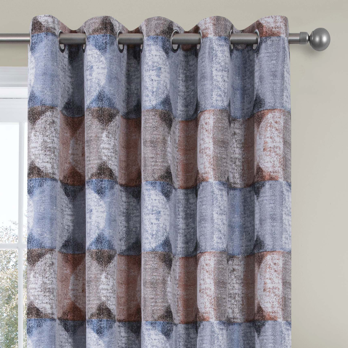 Rondo Terracotta Ready Made Eyelet Curtain