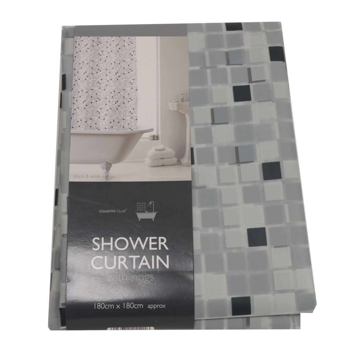 Black and White Mosaic Shower Curtain