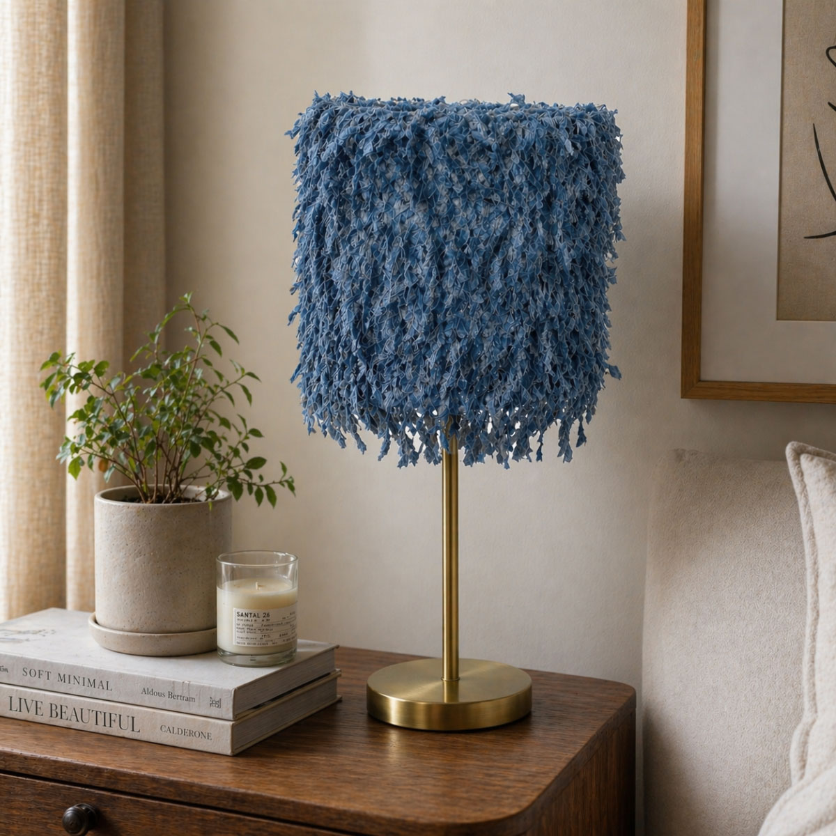 Shaggy Blue Table Lamp
